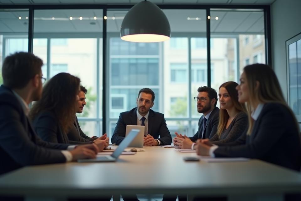 Team meeting in a modern office space